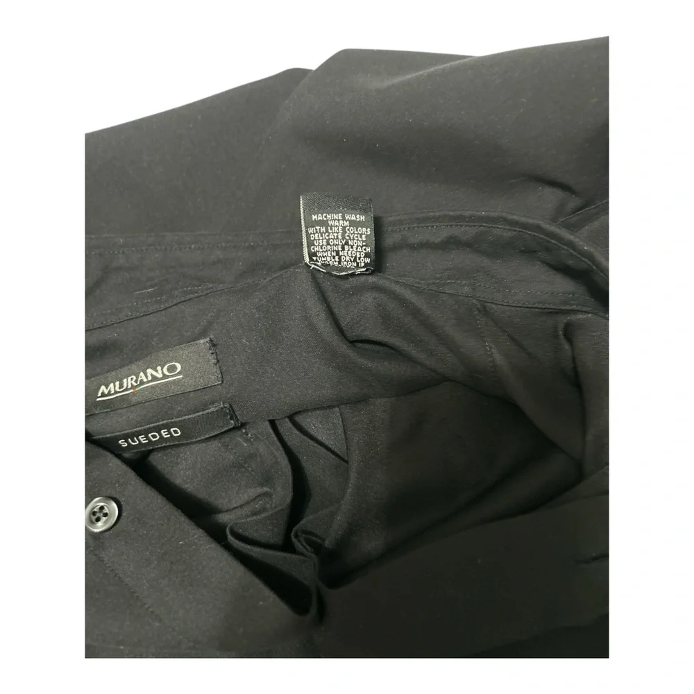 Murano Black Sueded Button Up Short Sleeve Shirt Casual Pocket Men’s Size Large.